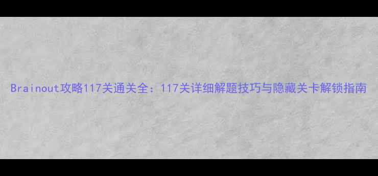 Brainout攻略117关通关全117关详细解题技巧与隐藏关卡解锁指南