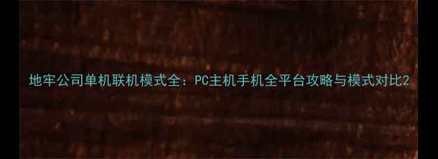 地牢公司单机联机模式全PC主机手机全平台攻略与模式对比